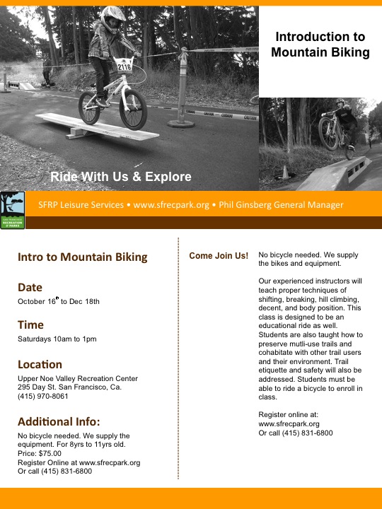 mtnbike-1 Official SFRPD flyer for the Youth Program - Introduction To Mountain Biking