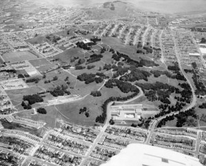 A Vintage aerial photo of McLaren Park from 1950's, before the paving of Mansell Street.